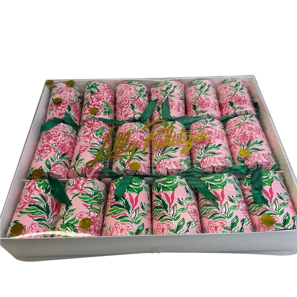 New Lilly Pulitzer 6 Party Poppers 6 Hair Scrunchies Messages Conch Shell Pink